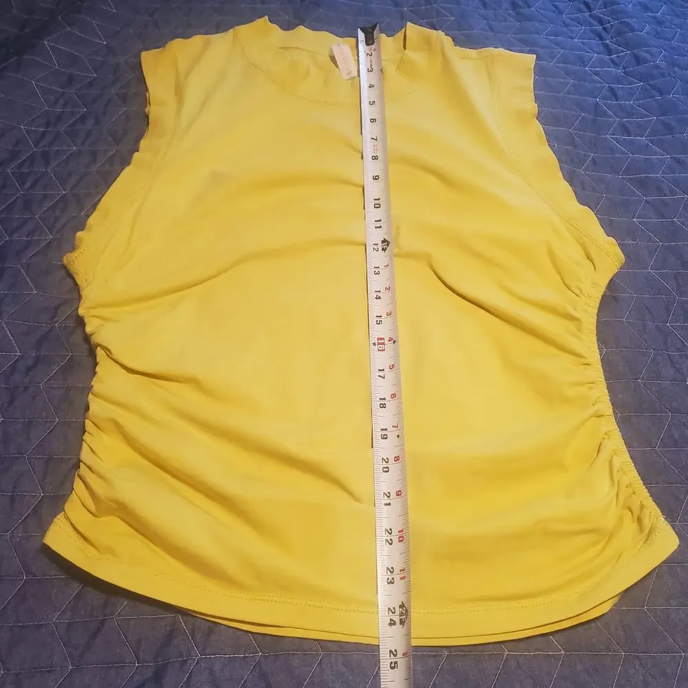 Daily Practice by Anthropologie Size L Ruched Mock-Neck Chartreuse Tank Stretch - Picture 9 of 9